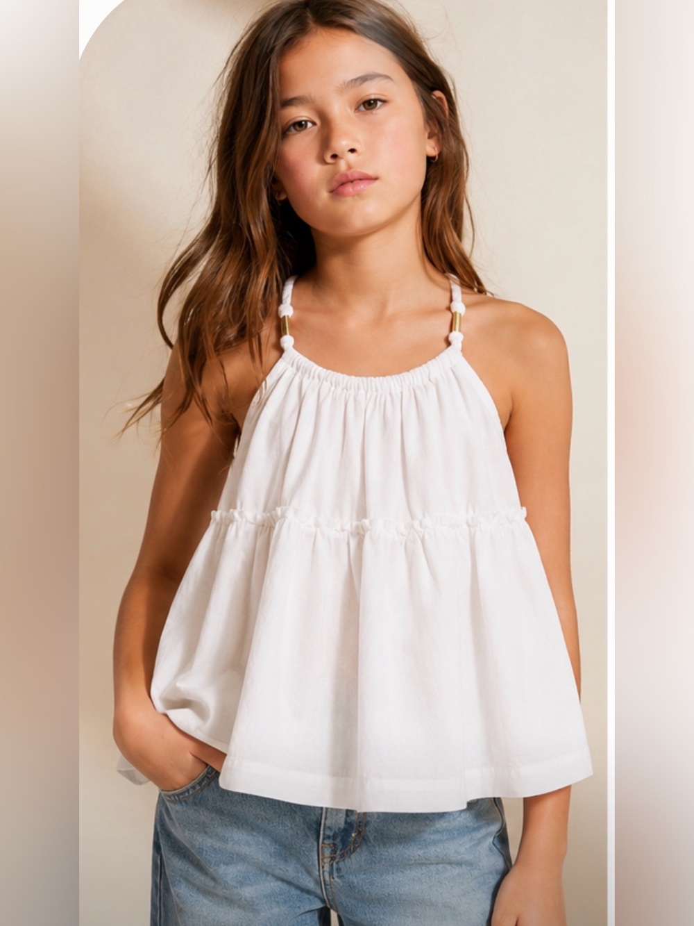 CHLOÉ KIDS GIRLS COTTON TOP size 10 white